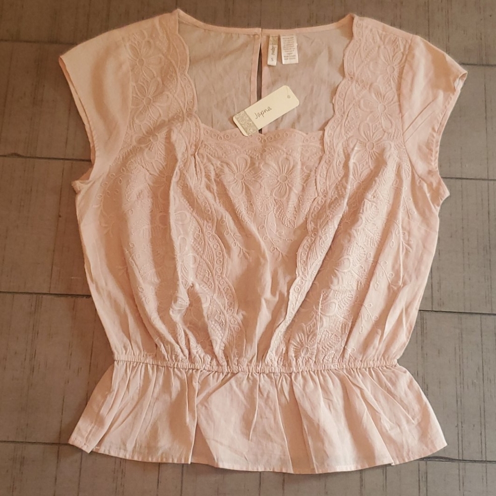 Japana Embroidered Peplum Top NWT